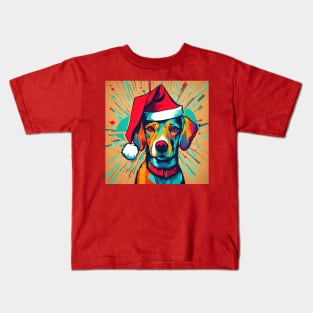 Retriever Wearing A Santa Hat Pop Art Puppy Kids T-Shirt